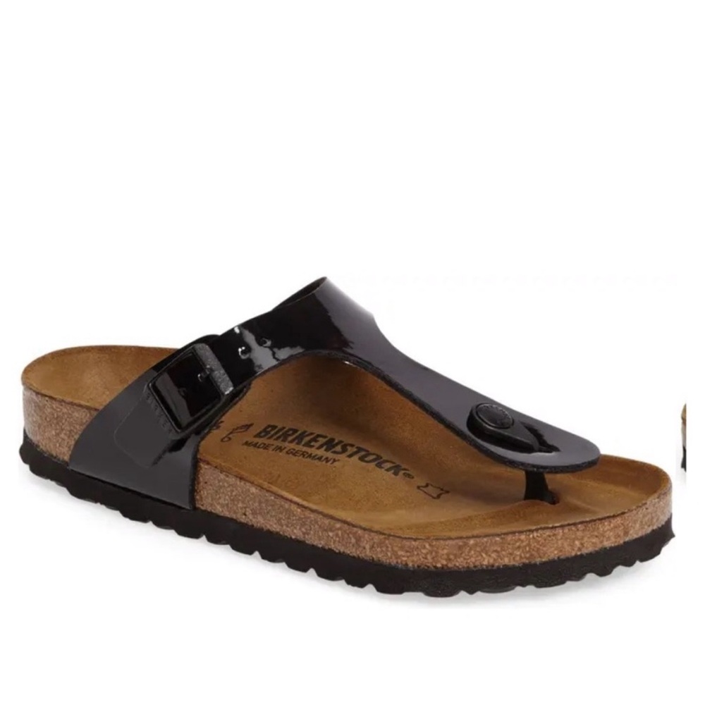 EUC Black Patent Leather Gizeh Birkenstocks